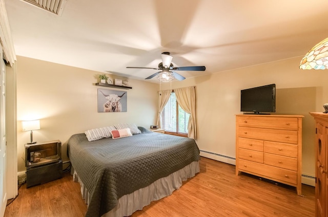 15 Marshall Dr, Poughkeepsie, NY 12601 - bedroom featuring a baseboard radiator, wood finished floors, and a ceiling fan