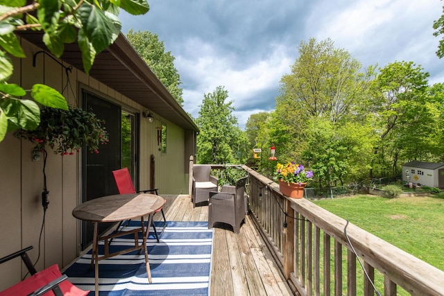 15 Marshall Dr, Poughkeepsie, NY 12601 - deck featuring a yard, a shed, and an outbuilding