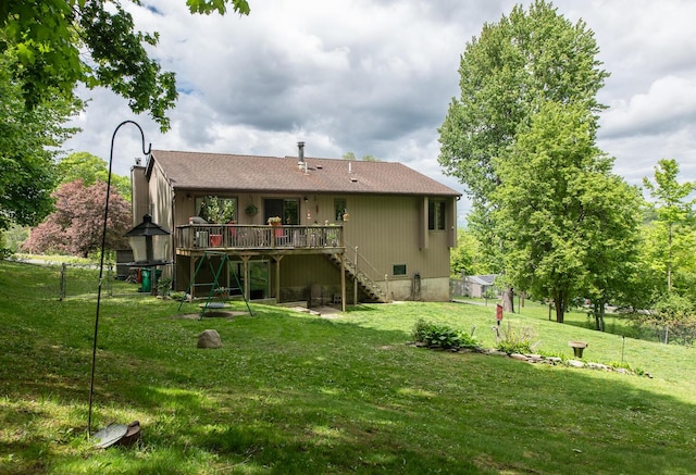 15 Marshall Dr, Poughkeepsie, NY 12601 - rear view of house with stairs and a wooden deck