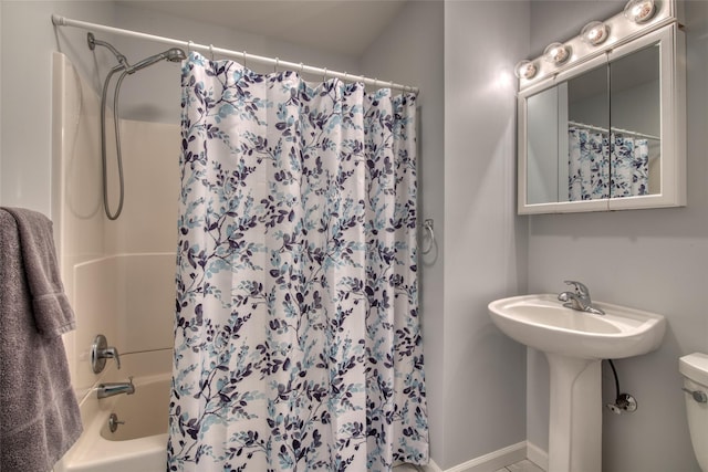 31 Bayberry Ln, Sag Harbor, NY 11963 - full bath featuring toilet and shower / bath combo with shower curtain