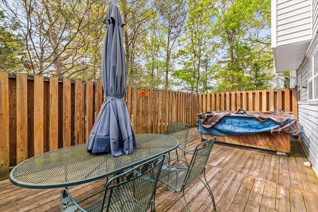 53 Shore Rd, Hampton Bays, NY 11946 - wooden terrace featuring outdoor dining space