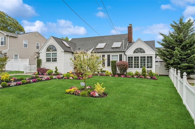 694 The Fenway, Baldwin, NY 11510 - rear view of house with a shingled roof and a chimney