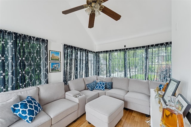694 The Fenway, Baldwin, NY 11510 - living area with a ceiling fan, wood finished floors, and high vaulted ceiling