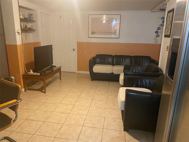 living area with light tile patterned floors