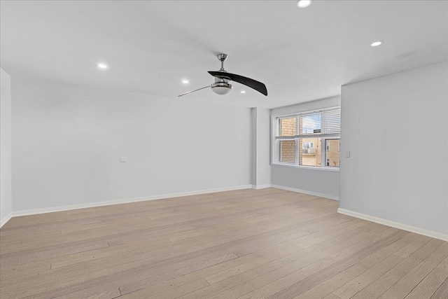 700 Shore Rd Unit 7Ee, Long Beach, NY 11561 - spare room featuring ceiling fan, light wood-type flooring, recessed lighting, and baseboards