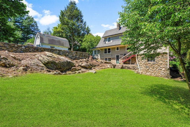 9 Summit Ave, Larchmont, NY 10538 - view of green lawn featuring stairs