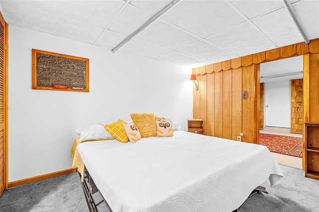 63 Lexington Dr, Croton-On-Hudson, NY 10520 - bedroom featuring carpet flooring, baseboards, a paneled ceiling, a wall mounted AC, and a closet