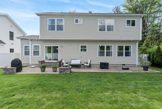 rear view of property with a patio area and outdoor lounge area