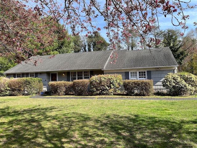 11 Acorn Ln, Stony Brook, NY 11790 - ranch-style home featuring a front yard and roof with shingles
