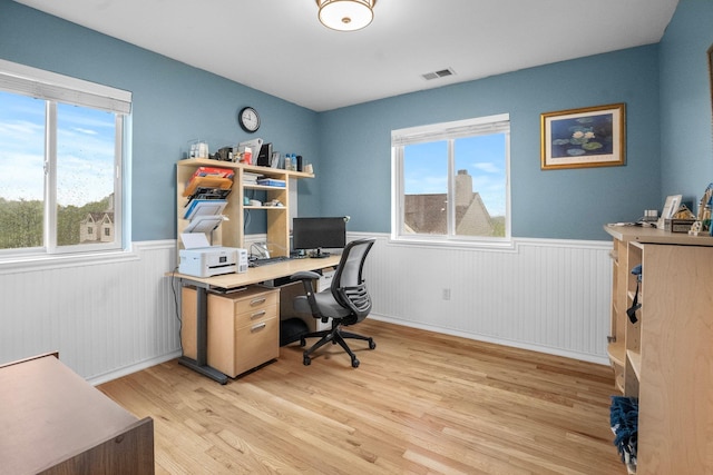 1303 Eagles Ridge Rd, Brewster, NY 10509 - office space featuring a wainscoted wall, light wood finished floors, and healthy amount of natural light