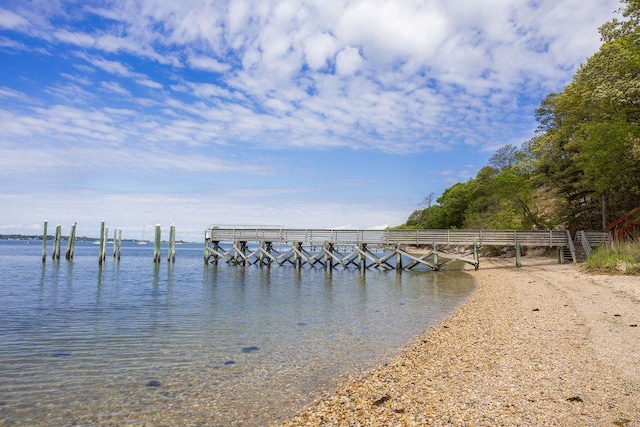 dock area with a water view