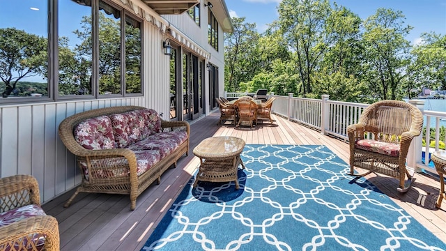 12 Sunset Path, Port Jefferson, NY 11777 - wooden terrace featuring outdoor dining area