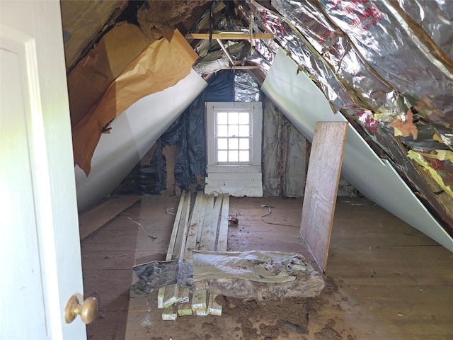 view of unfinished attic