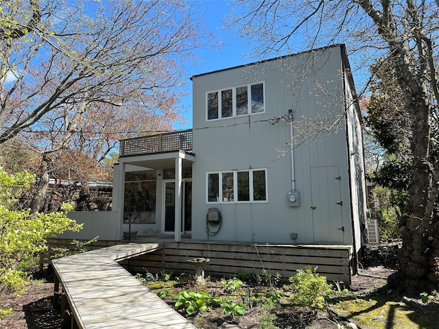 293 Bay, Fire Island Pines, NY 11782 - back of property featuring a balcony