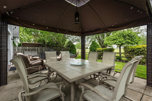 40 Ethan Cir, Middle Island, NY 11953 - view of patio with outdoor dining space, a gazebo, and fence