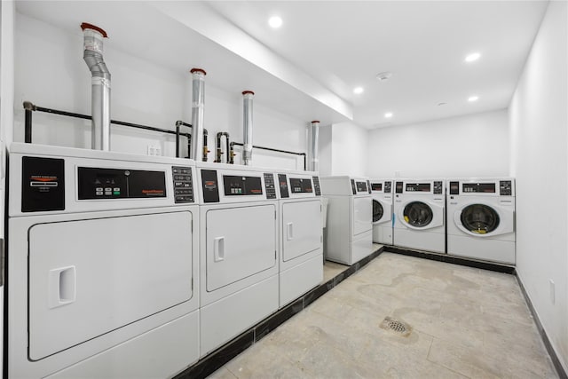 163-07 72nd Ave Unit 5C, Fresh Meadows, NY 11365 - communal laundry room with washer and clothes dryer, recessed lighting, and baseboards
