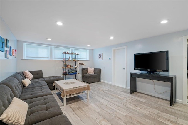 862 Fanwood Ave, North Woodmere, NY 11581 - living area featuring light wood-style floors, recessed lighting, and baseboards