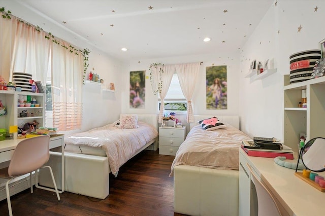 862 Fanwood Ave, North Woodmere, NY 11581 - bedroom featuring wood finished floors, an office area, and recessed lighting