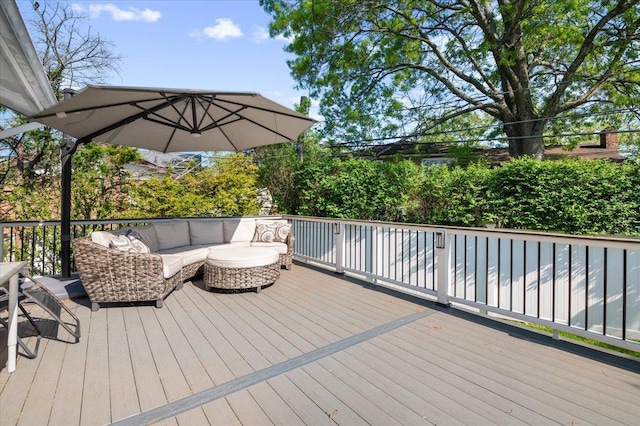 862 Fanwood Ave, North Woodmere, NY 11581 - wooden terrace with an outdoor living space
