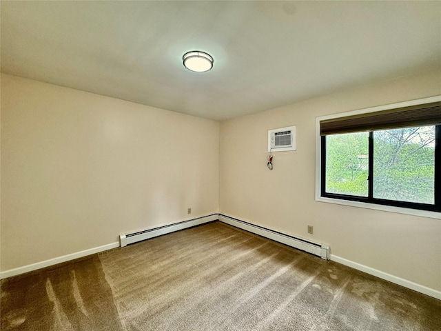 8 Ebury, Middletown, NY 10940 - carpeted empty room with a baseboard heating unit, baseboards, and a wall unit AC