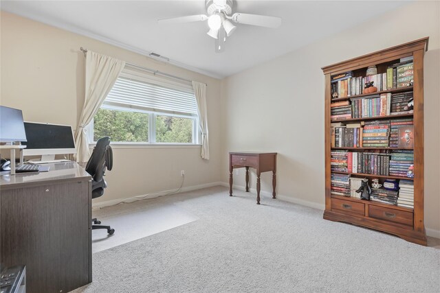 701 Pheasant Woods Rd, Briarcliff Manor, NY 10510 - carpeted home office with ceiling fan and baseboards