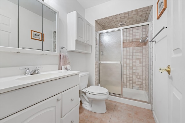 701 Pheasant Woods Rd, Briarcliff Manor, NY 10510 - full bathroom with a shower stall, tile patterned floors, toilet, and vanity