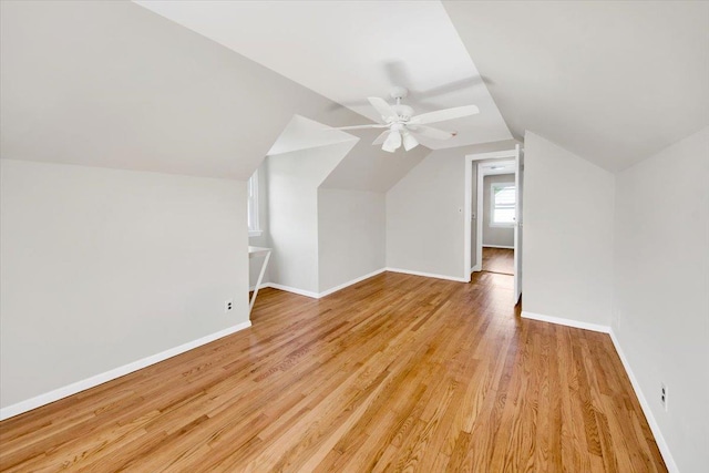 105 Colgate Ave, Yonkers, NY 10703 - additional living space with light wood finished floors, baseboards, vaulted ceiling, and a ceiling fan