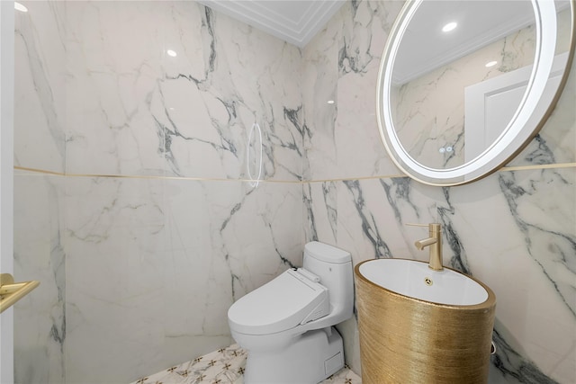 46 Snapdragon Ln, Roslyn Heights, NY 11577 - bathroom with tile walls and toilet