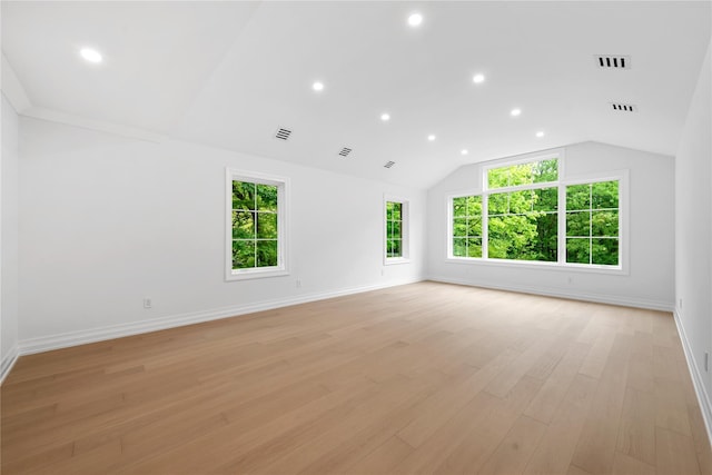 46 Snapdragon Ln, Roslyn Heights, NY 11577 - unfurnished room featuring recessed lighting, light wood finished floors, baseboards, and vaulted ceiling