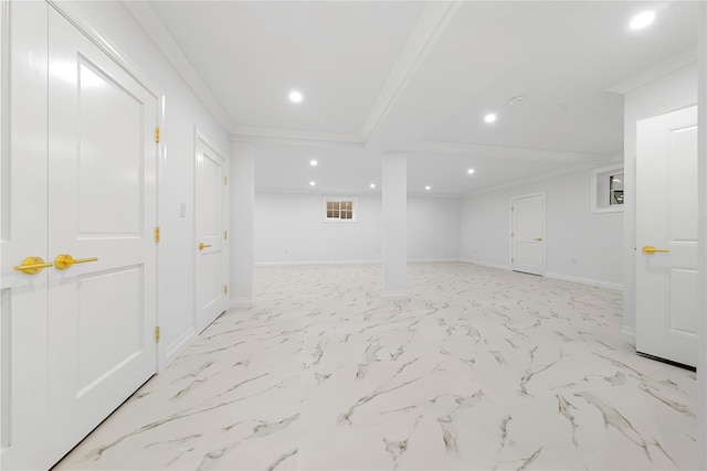 46 Snapdragon Ln, Roslyn Heights, NY 11577 - spare room with recessed lighting, baseboards, and crown molding