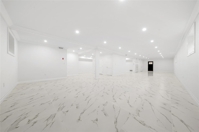 46 Snapdragon Ln, Roslyn Heights, NY 11577 - basement featuring recessed lighting, baseboards, and crown molding
