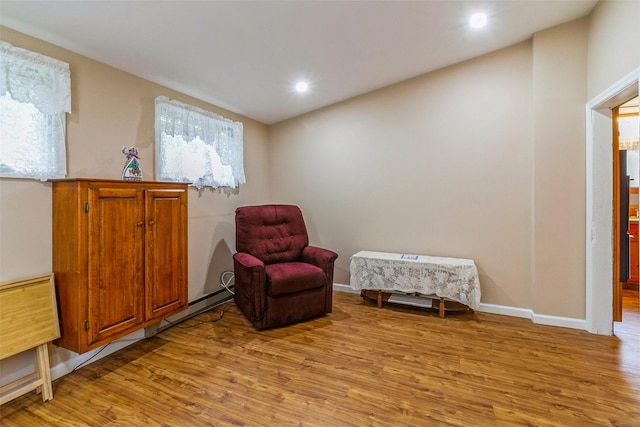 57 Empire Dr, Patterson, NY 12563 - living area with light wood-style flooring, a baseboard heating unit, baseboards, and recessed lighting