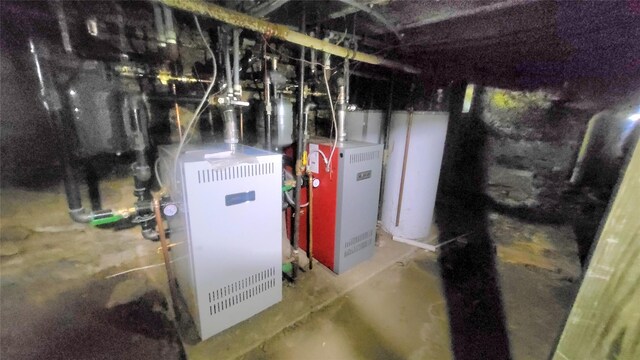 utility room with water heater