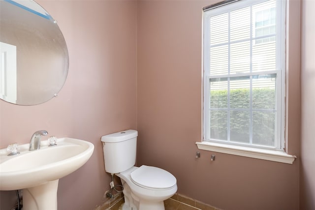 33 Avolet Ct, Mount Sinai, NY 11766 - half bathroom featuring toilet, baseboards, tile patterned flooring, and a sink
