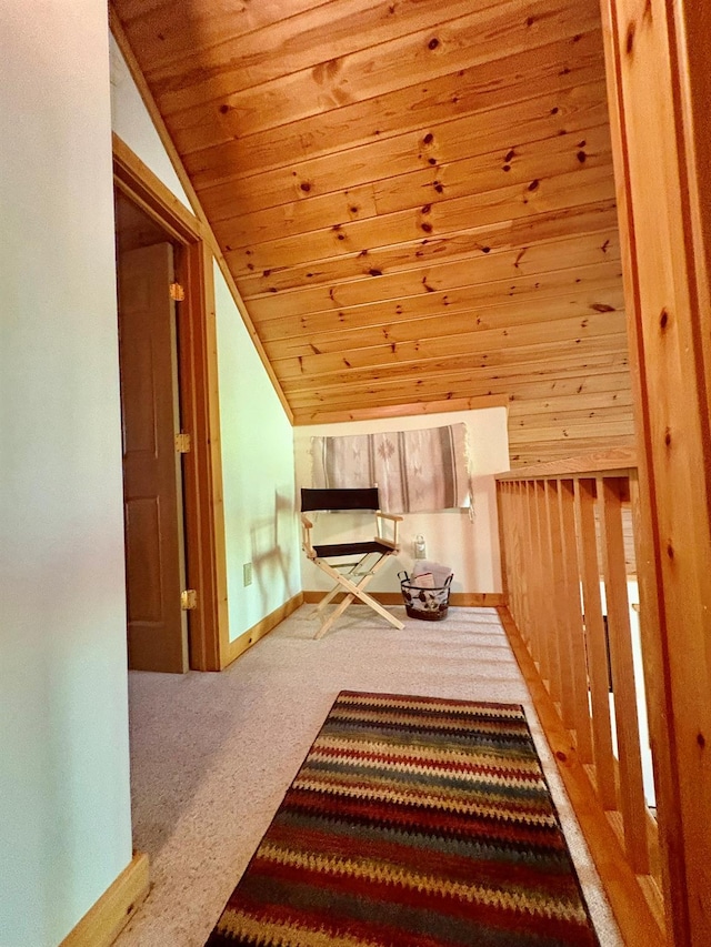 456 Anderson Rd, Parksville, NY 12768 - additional living space with vaulted ceiling, wood ceiling, carpet flooring, and baseboards