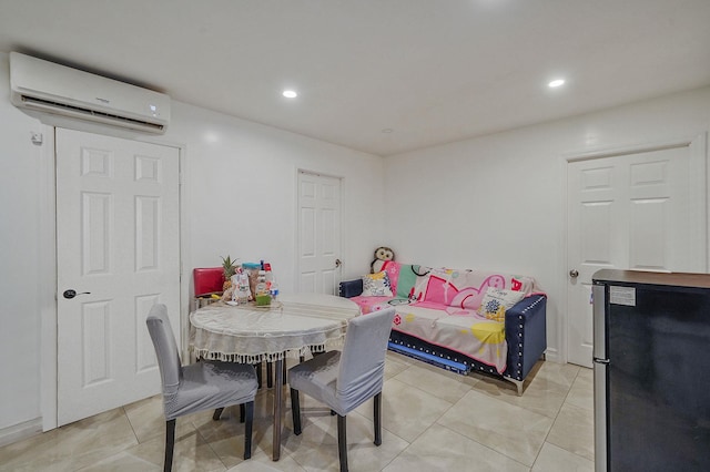 248 44th St, Lindenhurst, NY 11757 - dining space with an AC wall unit, light tile patterned floors, and recessed lighting