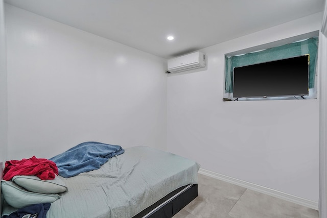 248 44th St, Lindenhurst, NY 11757 - bedroom with a wall mounted AC, baseboards, and recessed lighting