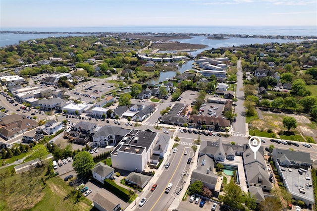 52 Main St Unit 6, Westhampton Beach, NY 11978 - aerial view of property and surrounding area featuring a nearby body of water and nearby suburban area
