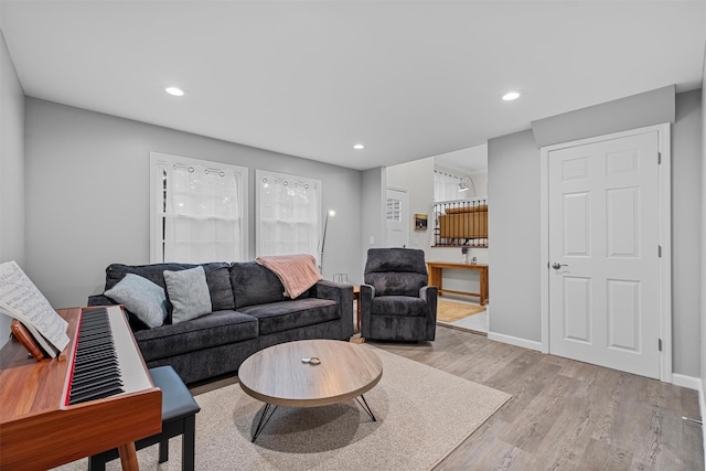 112 Edgehill Dr, Wappingers Falls, NY 12590 - living room featuring light wood-style floors, recessed lighting, and baseboards