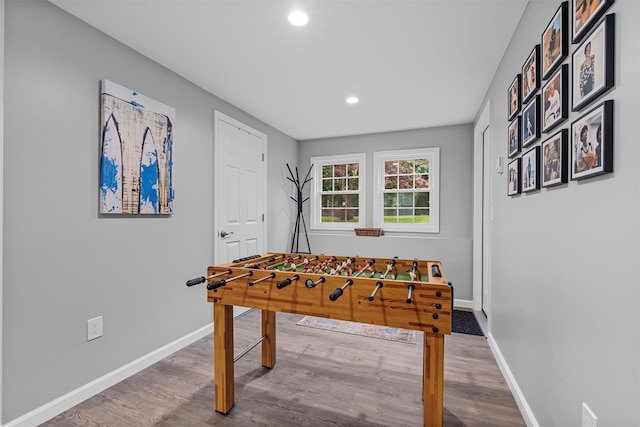 112 Edgehill Dr, Wappingers Falls, NY 12590 - playroom with baseboards, wood finished floors, and recessed lighting