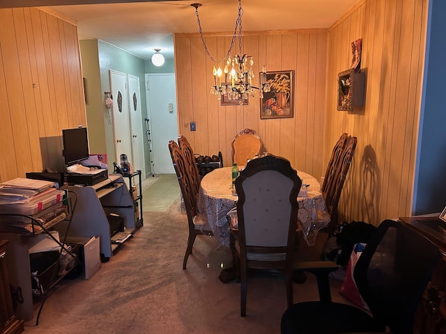 2 Sadore Ln Unit 5U, Yonkers, NY 10710 - carpeted dining area with wooden walls and a chandelier