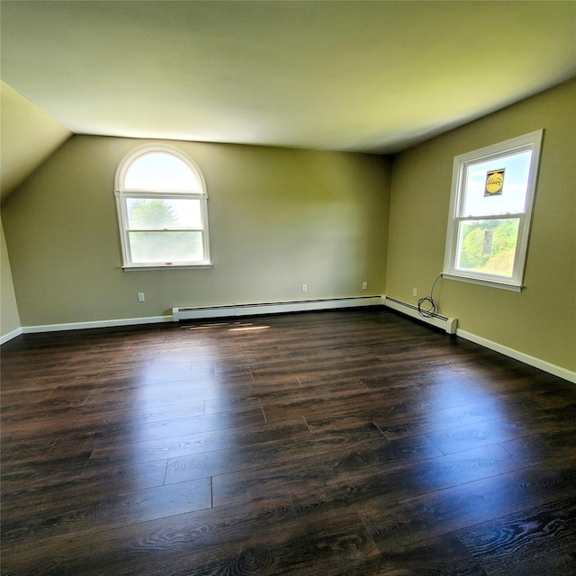 111 Cream St, Poughkeepsie, NY 12601 - spare room featuring plenty of natural light, dark wood finished floors, vaulted ceiling, and baseboards