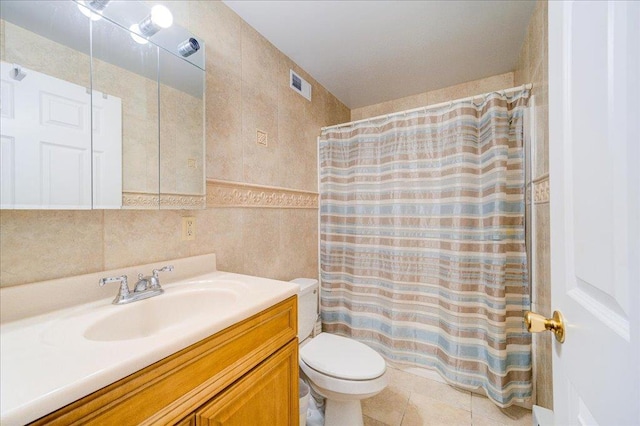 236 Budd Rd, Wurtsboro, NY 12788 - full bathroom with toilet, tile walls, vanity, tile patterned flooring, and curtained shower
