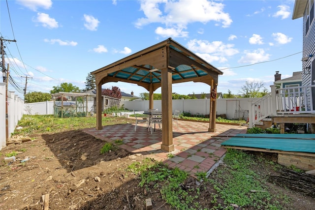 3875 S St, Seaford, NY 11783 - view of patio featuring a gazebo and a fenced backyard
