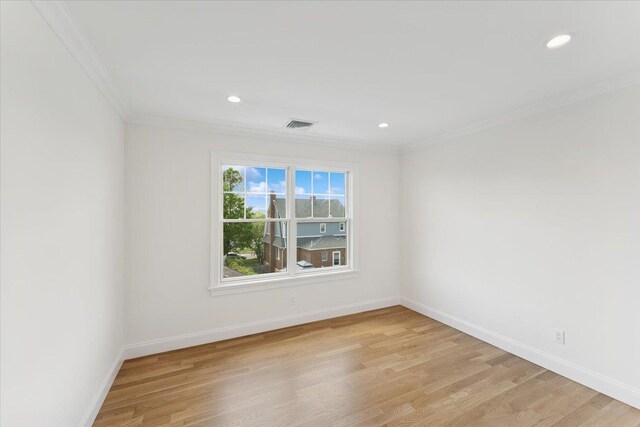 42 Second St, Extension, Glen Cove, NY 11542 - unfurnished room featuring ornamental molding, light wood-type flooring, baseboards, and recessed lighting