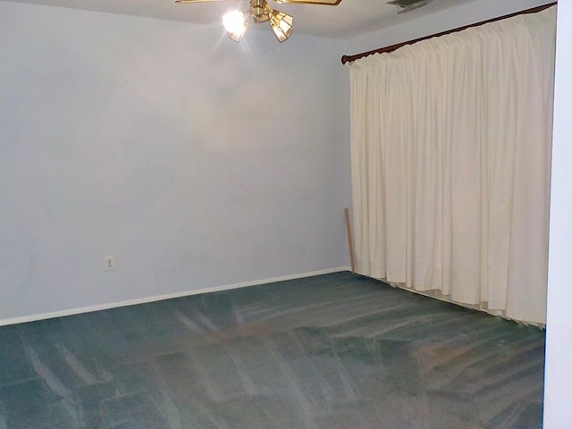 808 Woodland Ct, Coram, NY 11727 - spare room featuring a ceiling fan, dark colored carpet, and baseboards