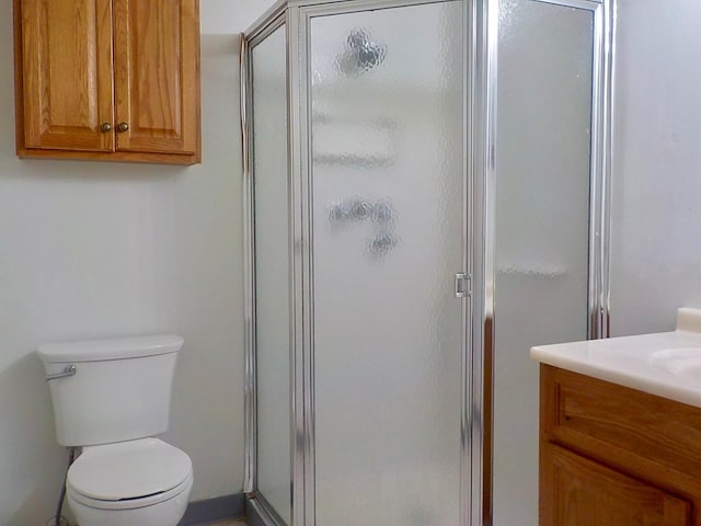 808 Woodland Ct, Coram, NY 11727 - bathroom with a stall shower, vanity, and toilet
