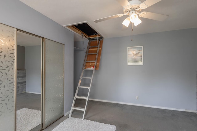 251-12 71st Rd Unit 29B, Bellerose, NY 11426 - unfurnished bedroom with carpet, baseboards, a closet, and ceiling fan
