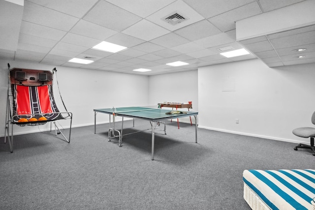 5 Ponds Ln, Purchase, NY 10577 - game room featuring carpet flooring and a paneled ceiling