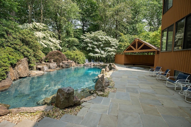 5 Ponds Ln, Purchase, NY 10577 - view of swimming pool with a gazebo and a patio area